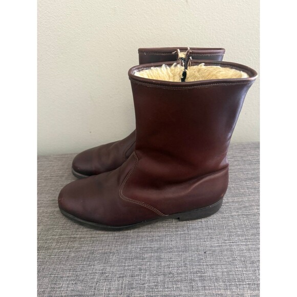 Men’s Hush Puppies Brown Fleece Lined Leather Boots Size 10.5 Wide